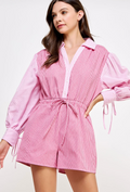 Contrast Pink Stripe Romper