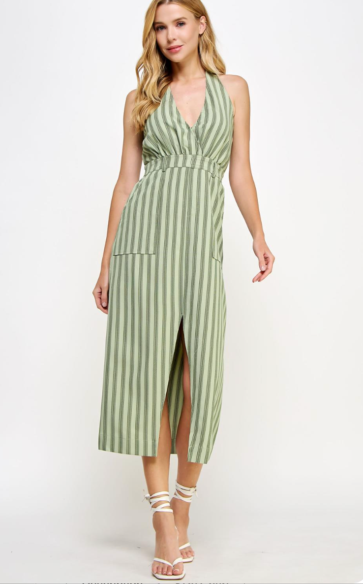 Halter Olive Neck Dress